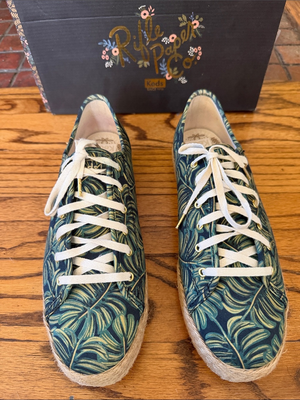 Keds Rifle Paper Co. Women's Green Leaf Print Lace-Up Sneakers